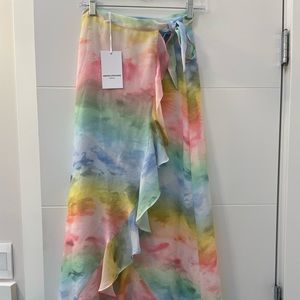 NWT. Amanda Uprichard rainbow wrap skirt size 0 (p).